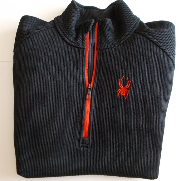 SPYDER Men's Black Fleece lined Pullover Sweater 1/4 zip Size XL - Picture 3 of 14